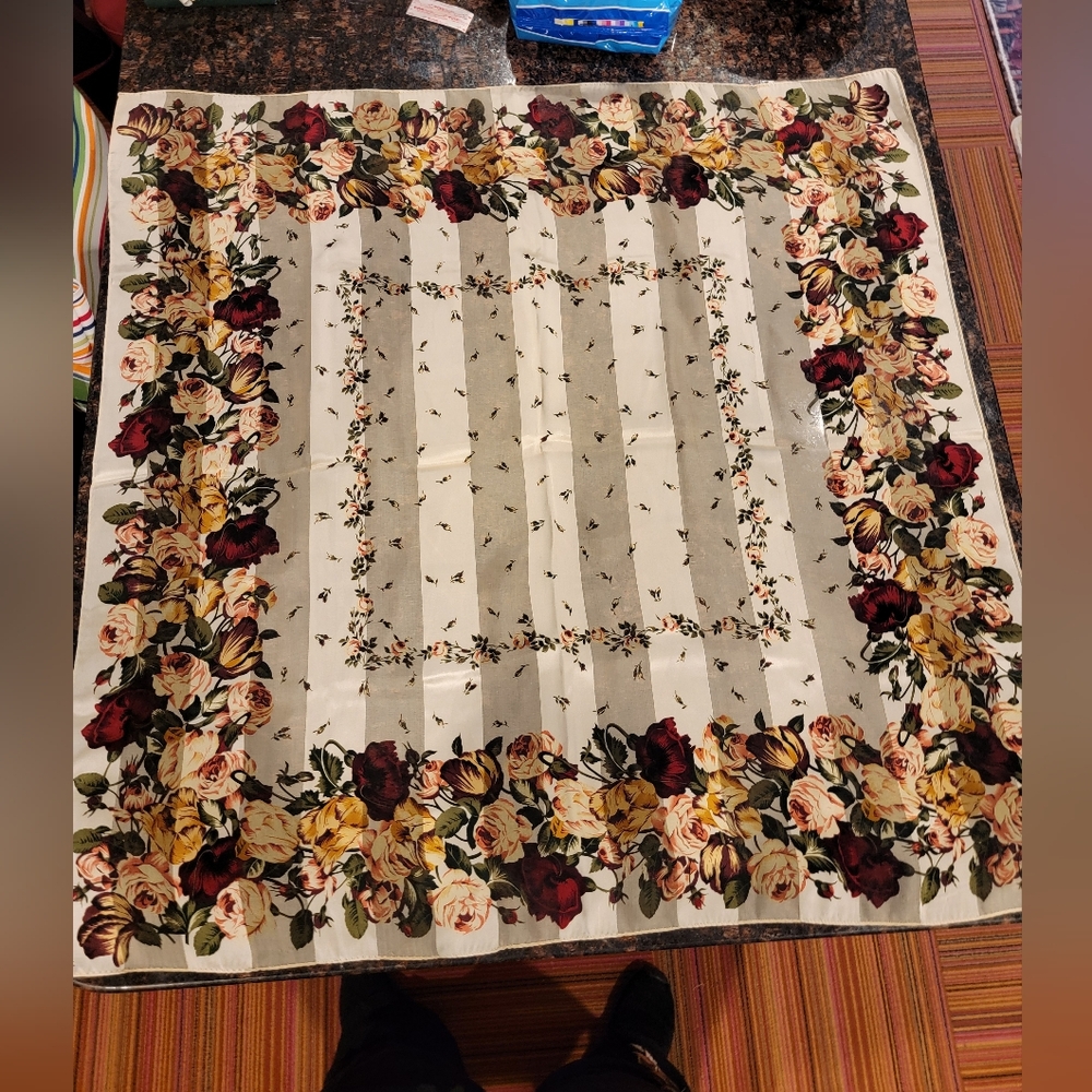 VGUC Adrienne Vittadini Silk Scarf Rose Pattern